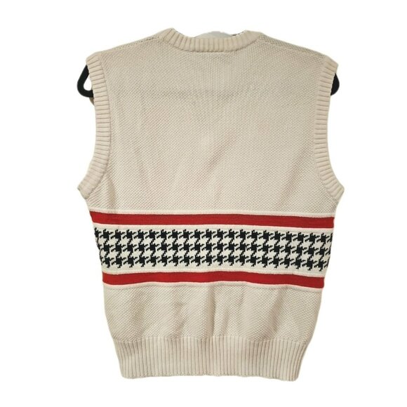 Vintage Lacoste Tight-Knit Vest Houndstooth Men Medium Preppy Academia Nautical - Picture 3 of 6